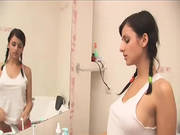Amazing Brunette Soaking Her Shirt