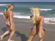 Two Blondes Go To A Beach Before Playing Lesbian Games