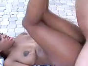 Oiled Black Girl Gives A Titjob And Gets Fucked In A Backyard