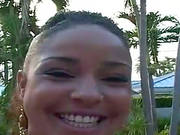 Big Ass Ebony Chick Is Jumping On A Hard White Dagger