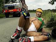 A Horny Girl On Inline Skates
