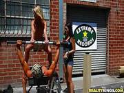 The Bench Press Session With Busty Nude Blonde On Top