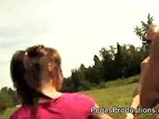 Tight Brunette Slut Fucked In The Public French Woods
