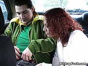 Lewd Red-haired Milf Gives A Head To Young Stranger In The Field