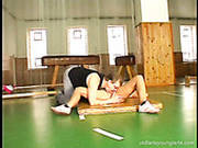 Tasty Looking Blond Gymnast Michaela Spreads Her Legs Wide Welcoming Tongue Fuck