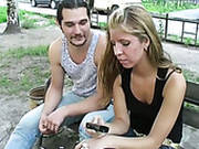 Frisky Russian Amateur Gives A Head To Kinky Dude In Public