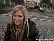 Sassy Blonde Hottie Gives A Head In A Public Toilet