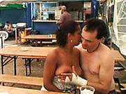 Voracious Black Head Alexandra B Rubs Her Wet Pussy Right In The Sidewalk Cafe