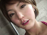 Tasty Looking Japanese Cutie Saori Gives Blowjob While Rubbing Her Pussy