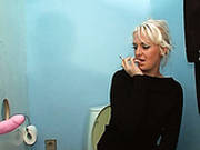 Blonde Slut Lili Sucks The Dick Through The Gloryhole