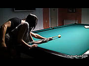 Horn Made Brunette Hoe Gets Banged In Doggy Pose While Bending Over Pool Table