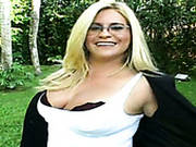 Plump Blond Head Goes To The Backyard, Where She Strips And Opens Pussy