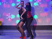 Two Nasty Drunk Whores Are Dancing In The Club