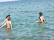 Three Salty Cuties Show Off Their Steamy Bodies At The Beach