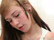 Nasty Teen Anouk Looks At Her Snatch Using Mirror