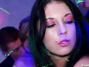 Jaw Dropping Bitch In Satin Blouse Gives Blowjob At The Party