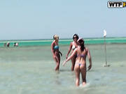 Quaggy Russian Hussies Take Sunbath At The Beach
