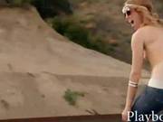 Slutty Naked Babes Tries Out Skateboarding In The Street