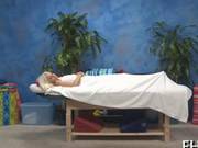 Blonde Teen On The Massage Table Has Fun 