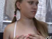 Teen With Pig Tails Gets To Be Fucked So Hard 