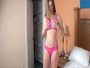 Shy Brunette Is Doing Handjob Indoors