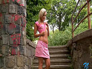 Naughty Blonde Masturbates In Public