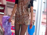 Cutie With Long Legs Is Walking Outdoors