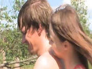 Brunette With Shaved Pussy Fucks A Guy