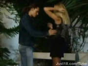 Perky-titted Blonde Fucks Young Bachelors In Their Mansion