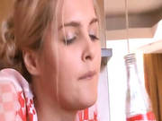 Shaved Pretty  Blonde Uses A Bottle