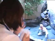 Shy Japanese Employee Gives Out Handjobs At Hot Spring