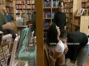Busty Brunette Slave Undressed In Public Library Then Penetrated