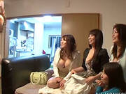 Five Naughty Japanese Chicks Having Fun With One Cock