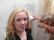 Blonde Amateur Licks And Sucks A Big Black Dong Through A Wall