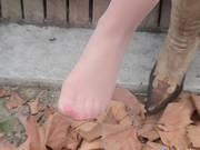 Cute Blonde Cow Girl In A Kinky Foot Fetish Outdoors