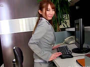 Japanese Beauty Showing Pantyhose And Panties In Upskirt Vid In Office