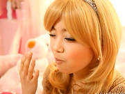 Nice Blonde Japanese Chick Gets Her Tight Pussy Drilled