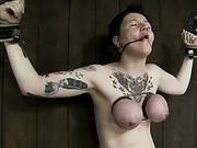 Big Titty Sybian Riding Slut Wears Gas Mask