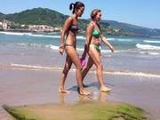 Hot Girl And Milf At The Beach