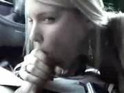Teen Blonde Gives A Blowjob In A Car
