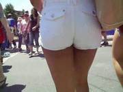 Candid Black Girl In White Shorts