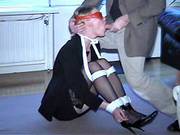 Blonde Teen Tied Up Helpless Sucks A Big Penis