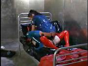 Lesbo Latex Feet Thong On