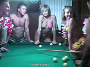Frisky Russian Hussies Play Pool In Steamy Bikini