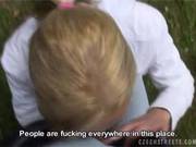 Blonde Czech Gives Blowjob In The Park