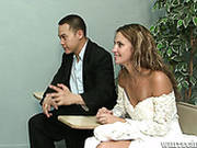 Curly Hot And Sexy Blond Bride Desires To Suck The Dick Of The Wedding Agent
