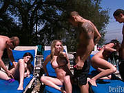 Steamy Russian Sluts Give Deepthroat Blowjobs To Aroused Fuckers