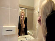 Slutty Blonde Puts Makeup On Her Face Before She Fucks
