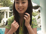 Svelte Japanese Babe Rina Akiyama Swims In Pool In Steamy Bikini