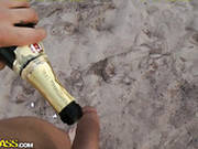Dirty Bitch Anika Is Going Kinky On A Beach Caressing Her Shaved Cooch